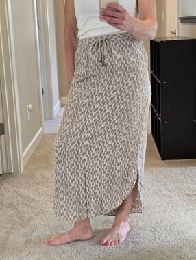 Eddie Bauer Tan Patterned Maxi Skirt